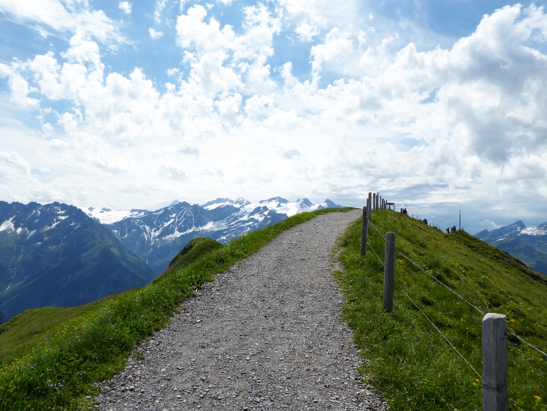 Mountain hiking path in Swiss Alps - Travel destination